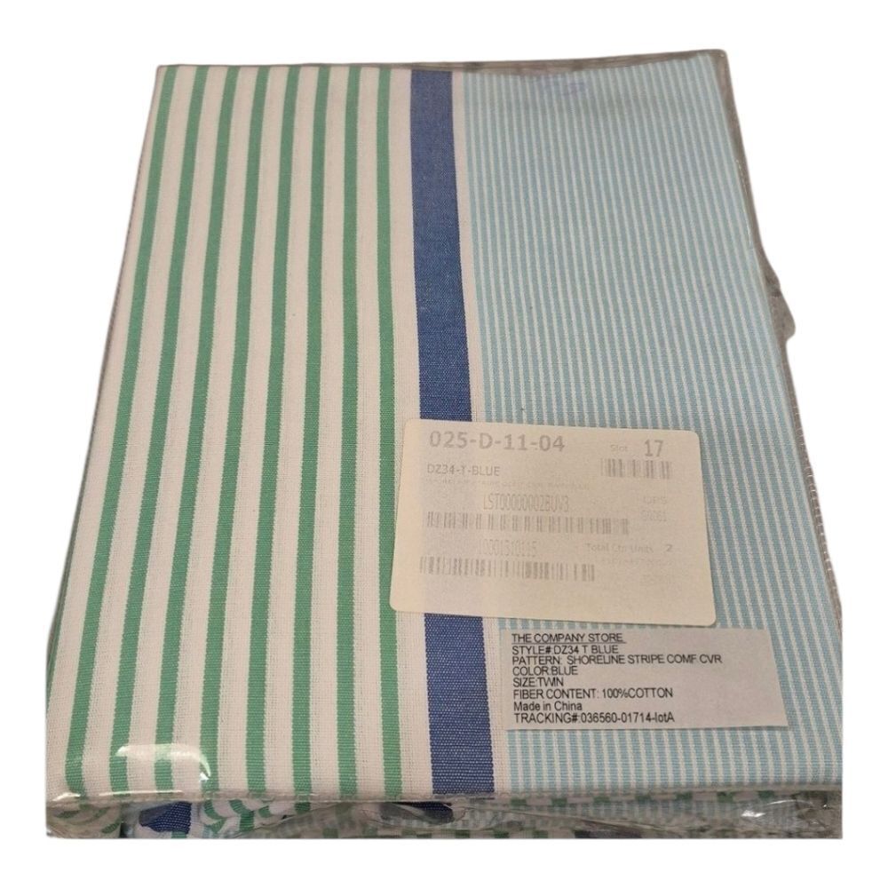 The Company Store Twin Duvet Cover Shoreline Stripe 100 Cotton NEW